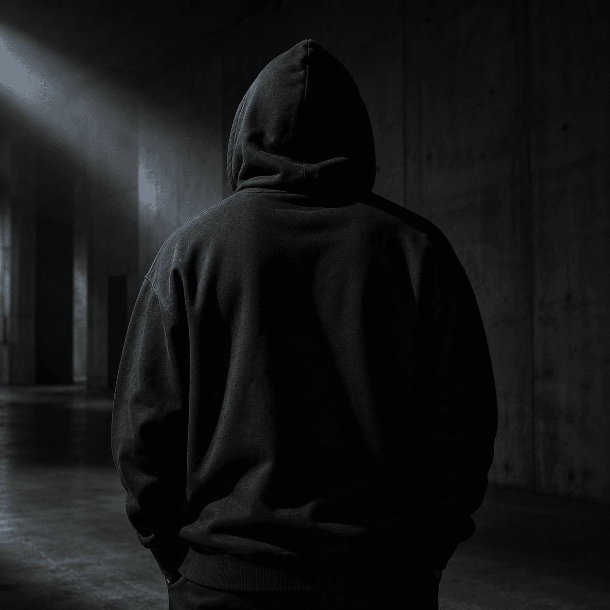 Figure in heavyweight black Mr. Exotixx hoodie — apparel collection backdrop